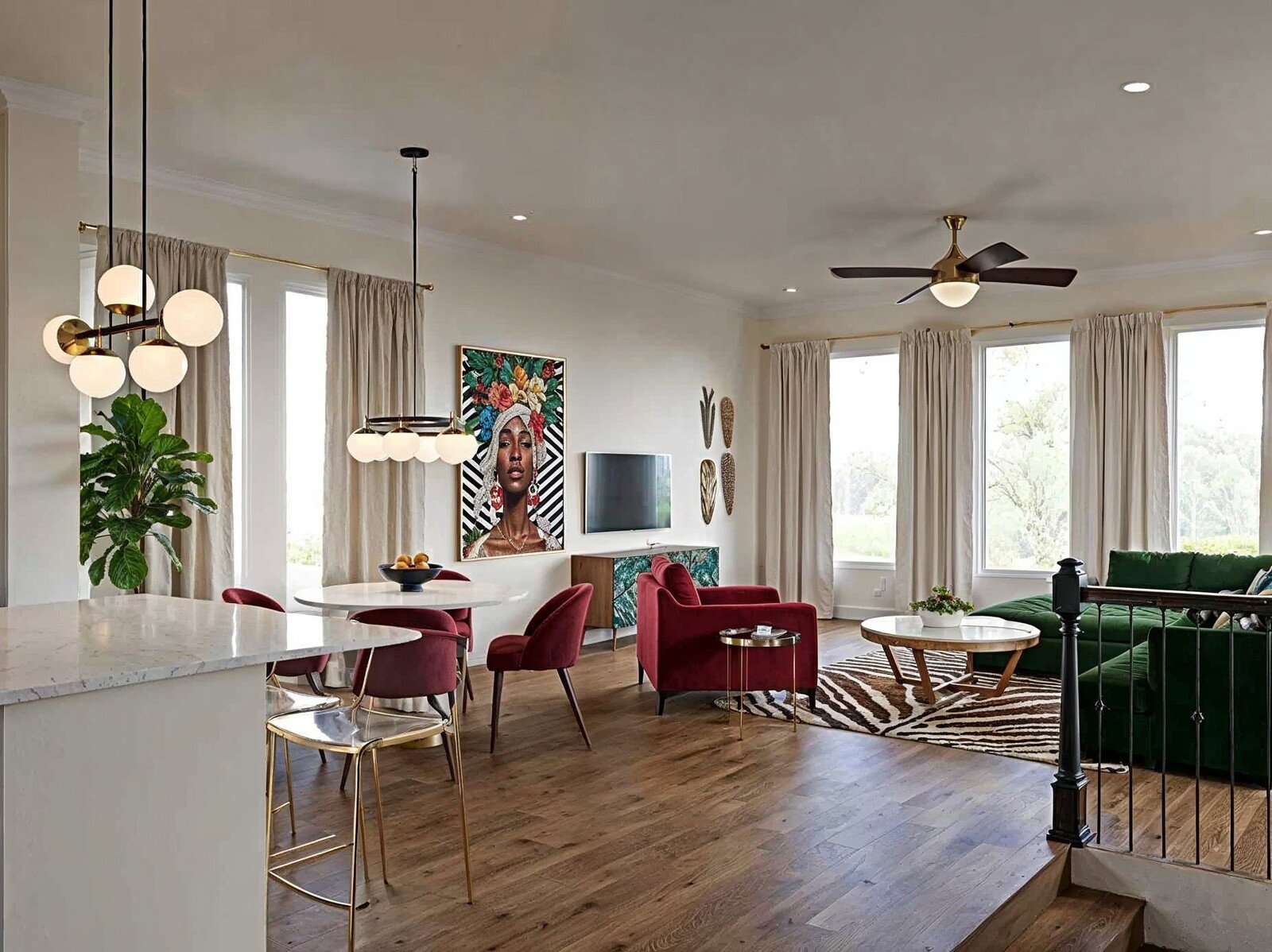 Renderizado de Sala y Comedor Contemporáneo Audaz