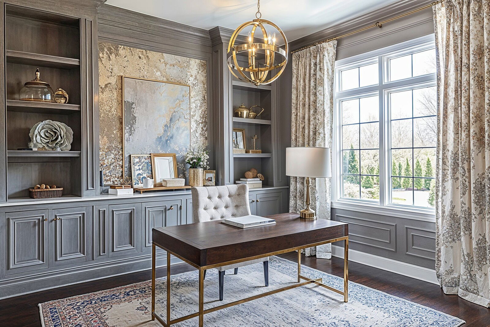 Glam Feminine Small Home  Office Design
