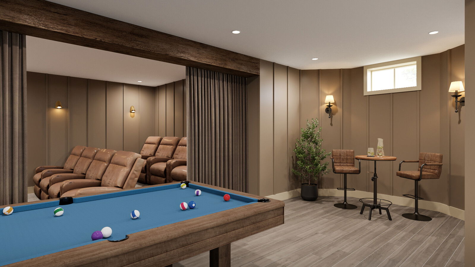 Cozy and Inviting Basement Lounge &  Music Room Rendering thumb