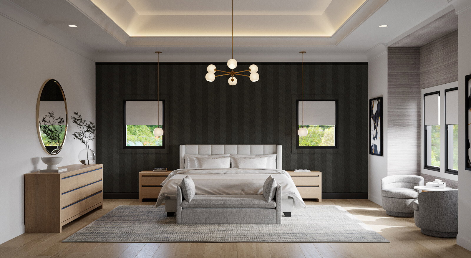 Diseño Contemporáneo de Dormitorio Principal - Renderizado