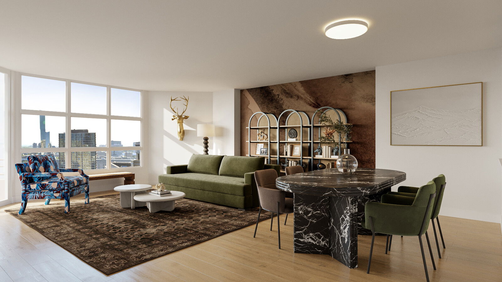 Online Designer Combined Living/Dining 3D Model 1