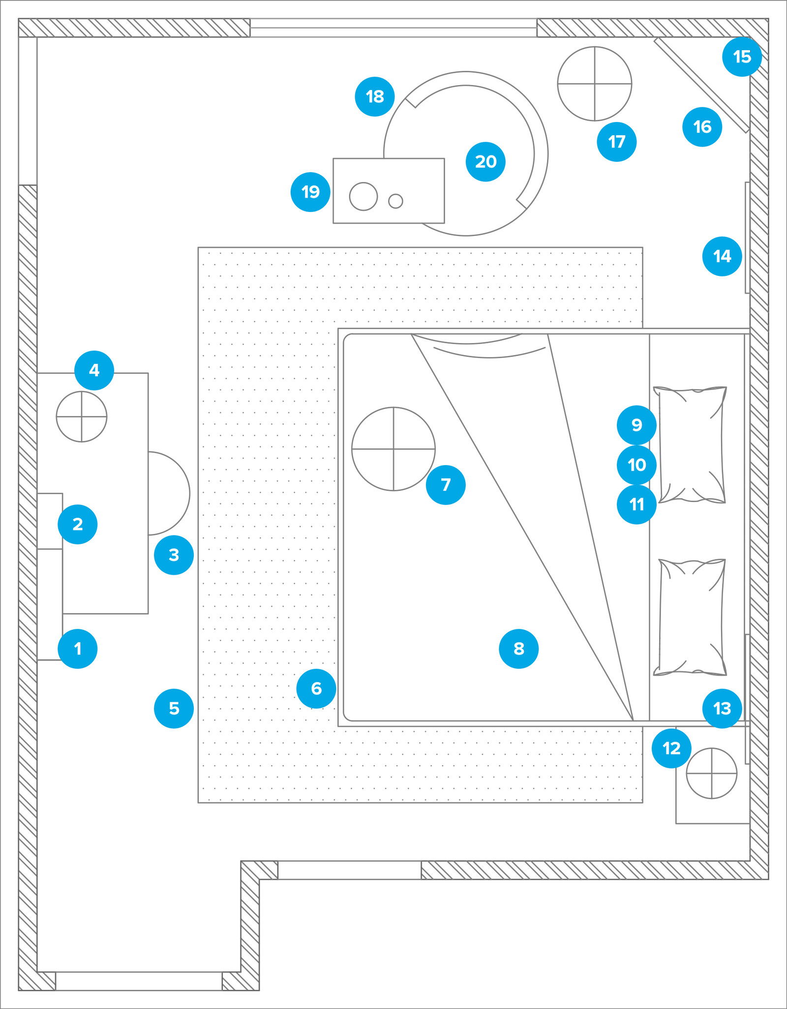 Plano del Dormitorio del Diseñador en Línea