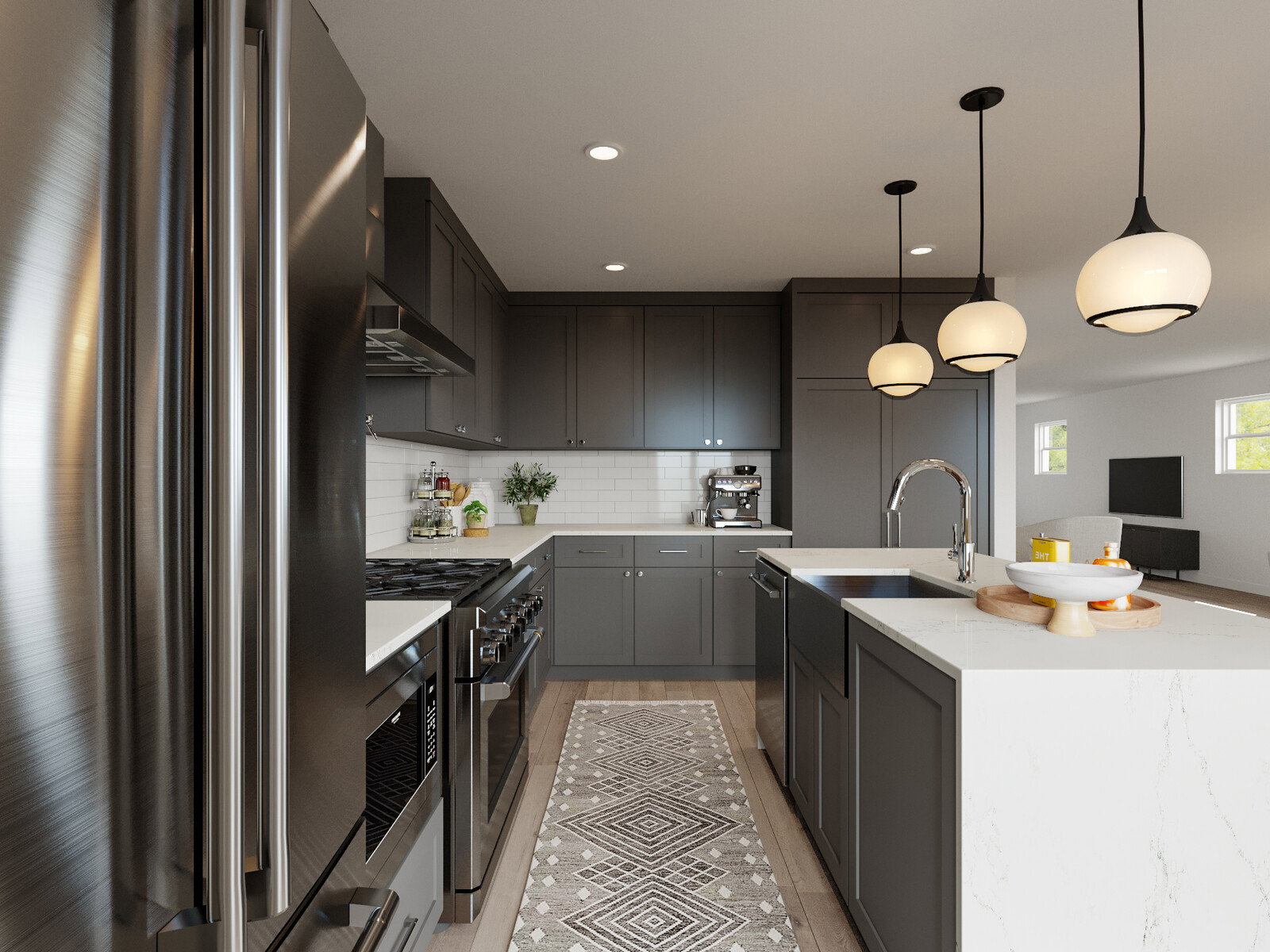 Renderización de Diseño de Interiores de Casa Moderna Limpia & Fresca miniatura