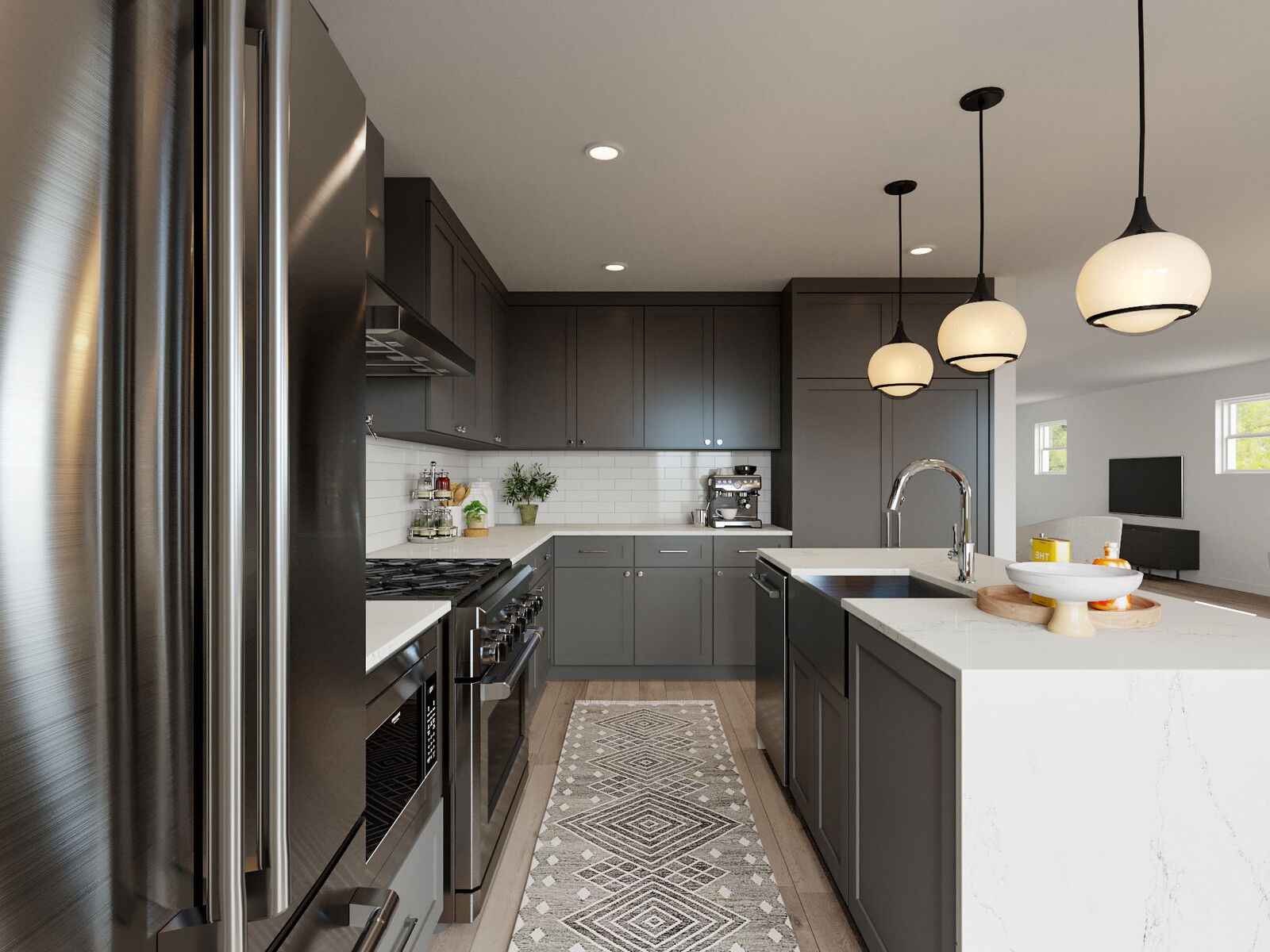 Renderización de Diseño de Interiores de Casa Moderna Limpia & Fresca miniatura