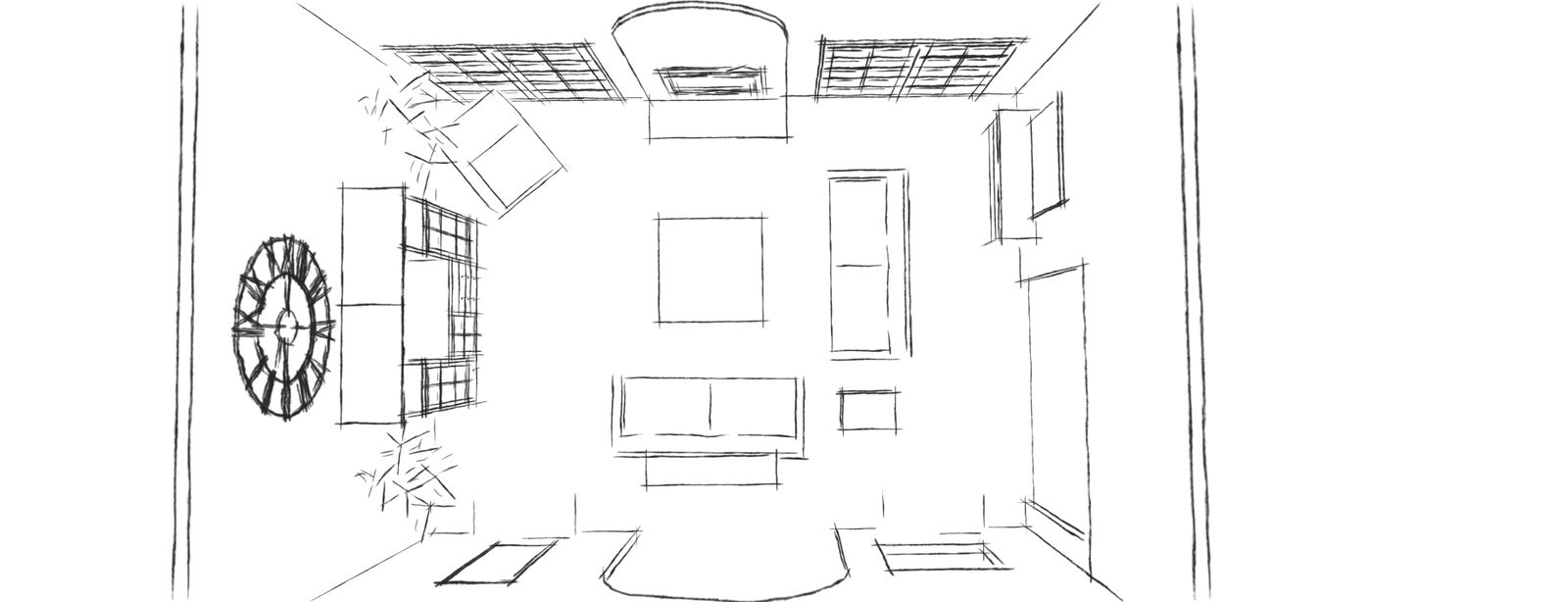 Plano de planta de sala de estar en línea