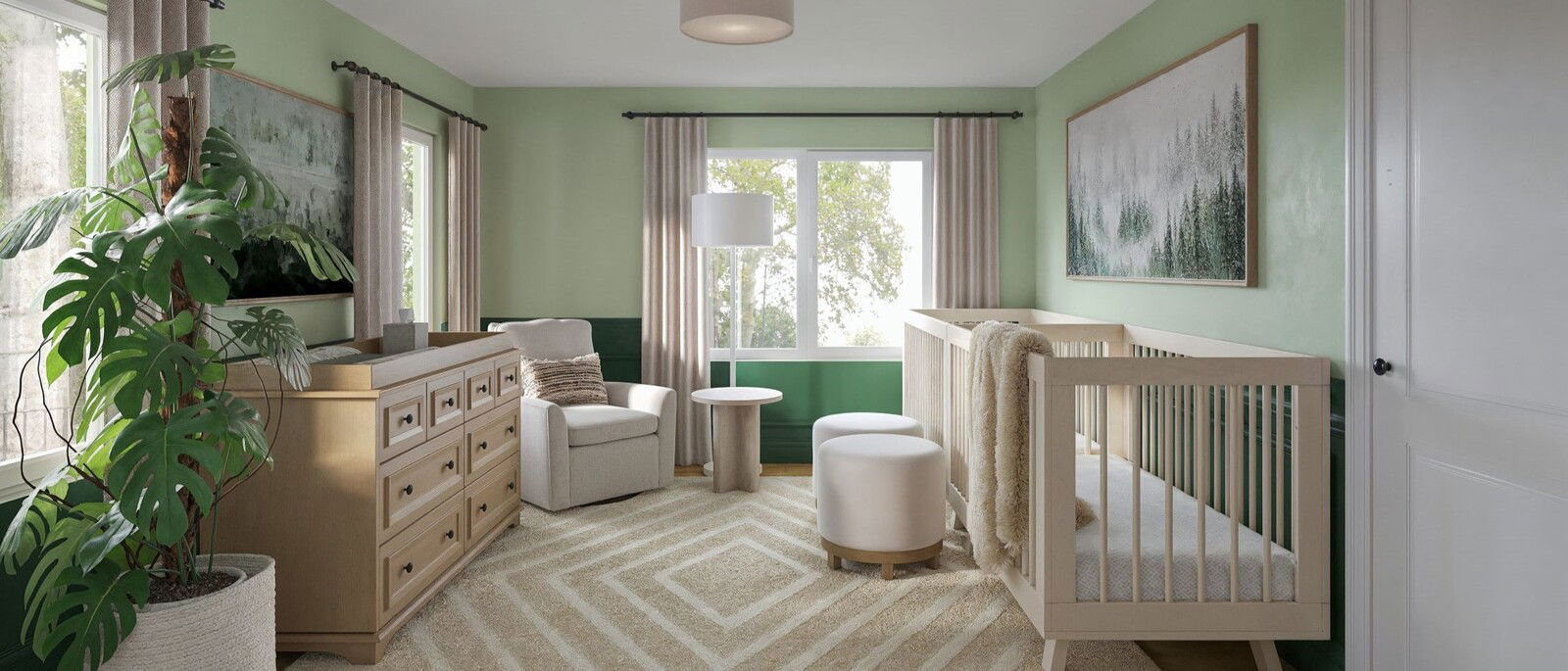 Adorable Green Twins Nursery Design | Decorilla