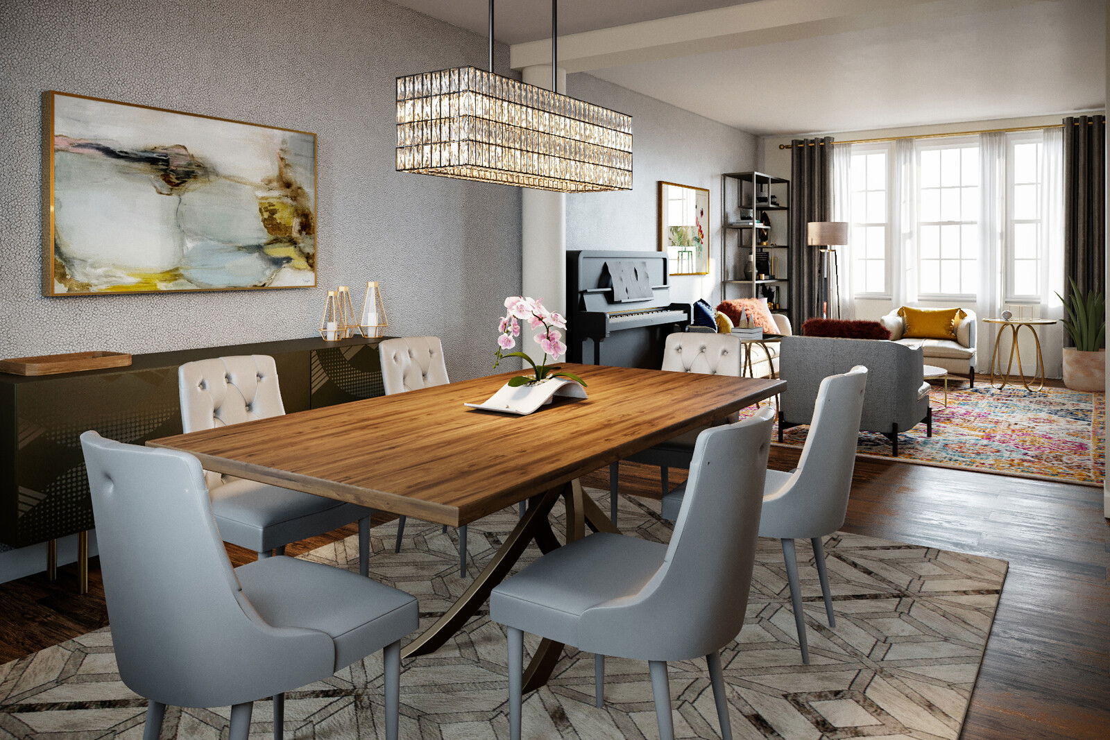 Renderizado de Transformación de Hogar de Estilo Transicional