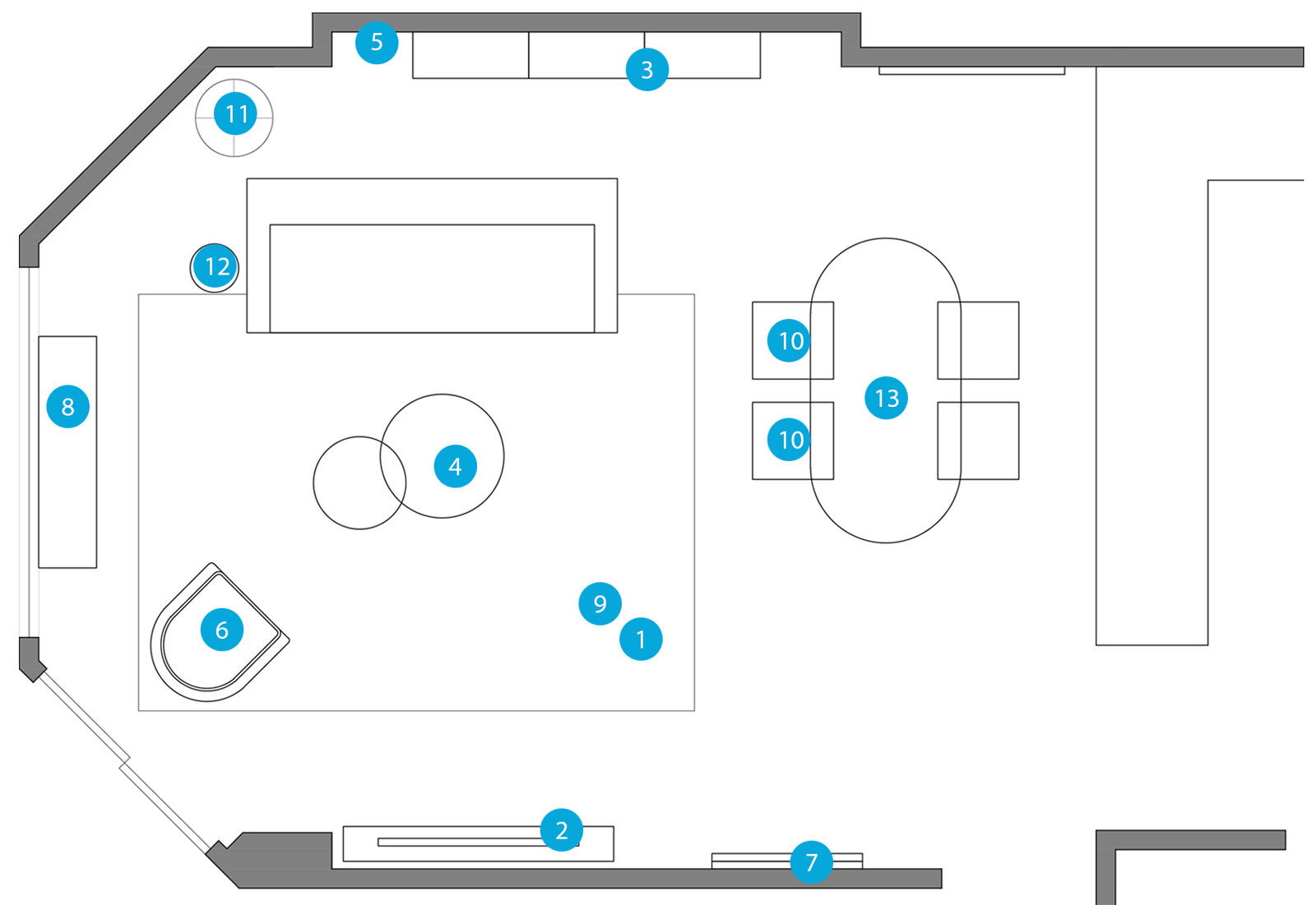 Online Designer Combined Living/Dining Floorplan