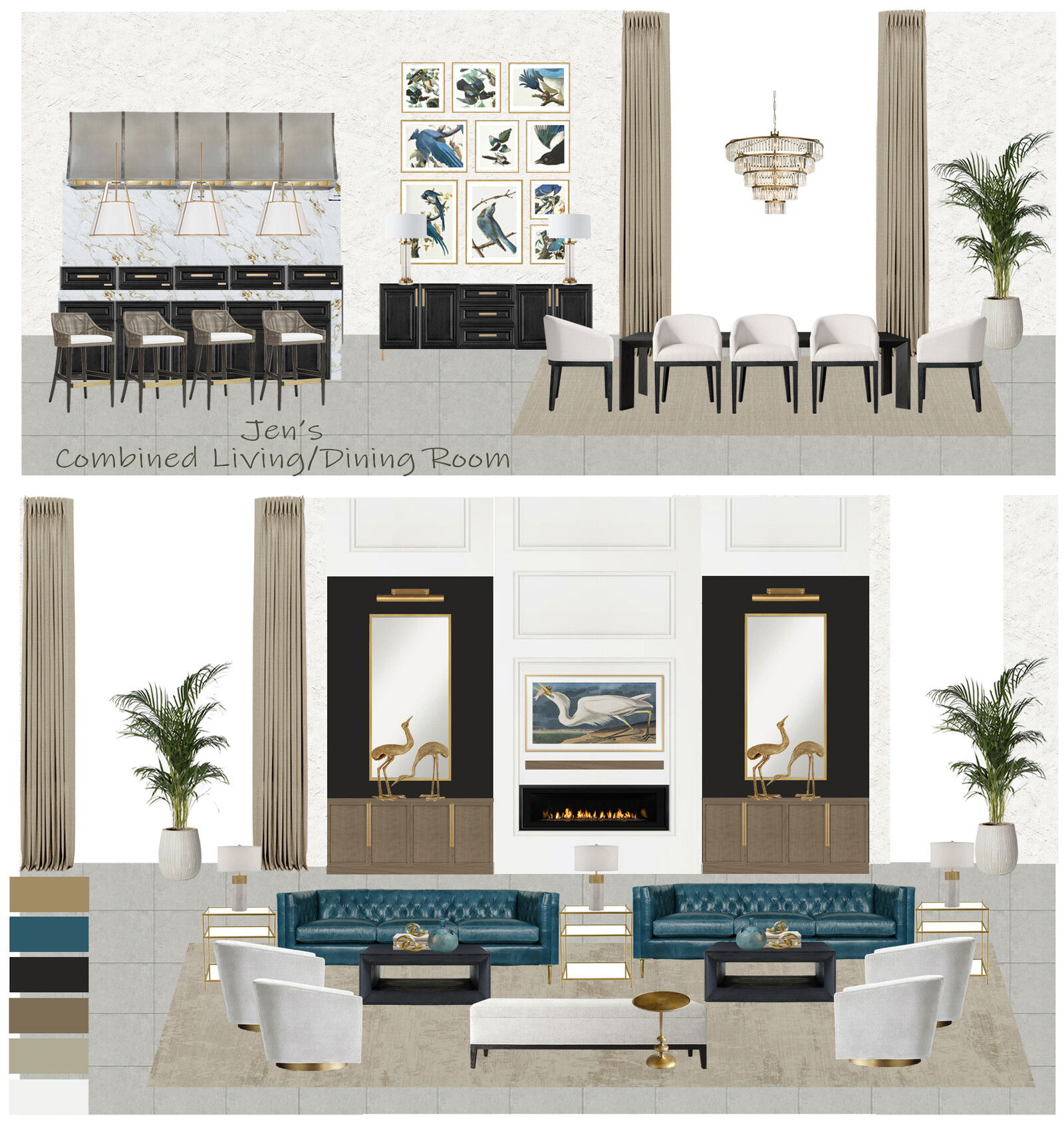 Online Designer Combined Living/Dining Interior Design Ideas