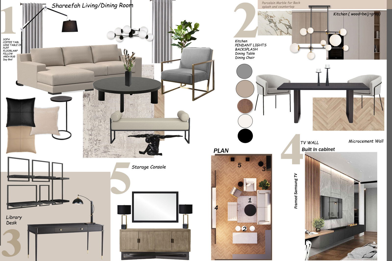 Ideas de Diseño de Interiores Combinadas de Sala-Comedor del Diseñador en Línea