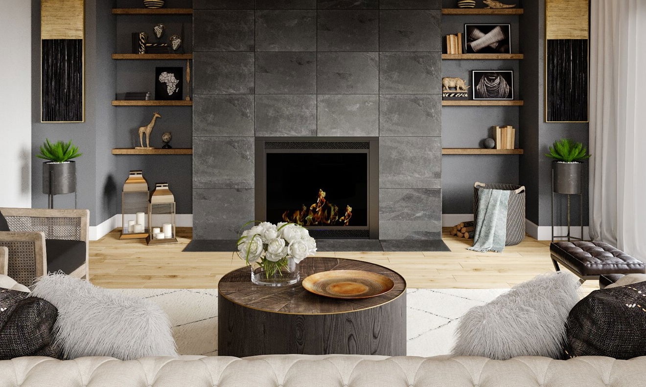 Modern Rustic Living Room Interior Design by top Washington interior designers