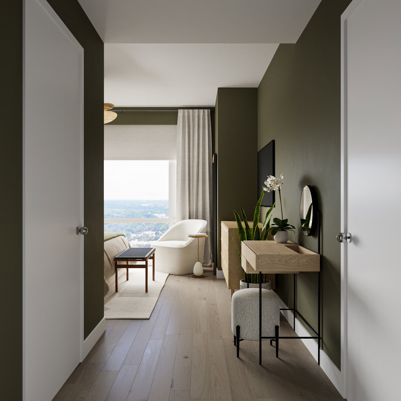 Renderizado de Renovación de Dormitorio Moderno Acogedor thumb