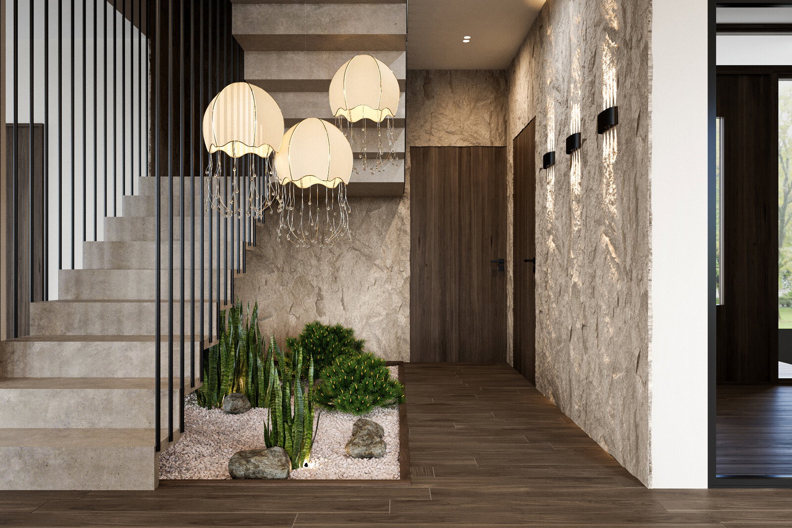 Modern Japanese Influenced Home Design with Cozy Vibes Rendering thumb