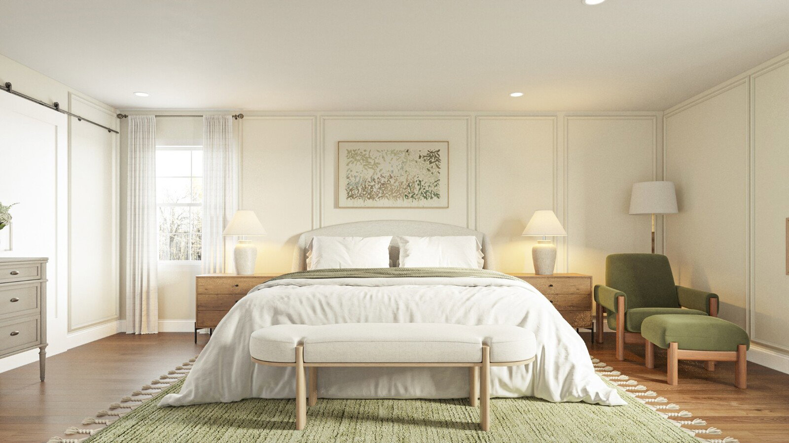 Fresh & Inviting Master Bedroom Design Rendering thumb
