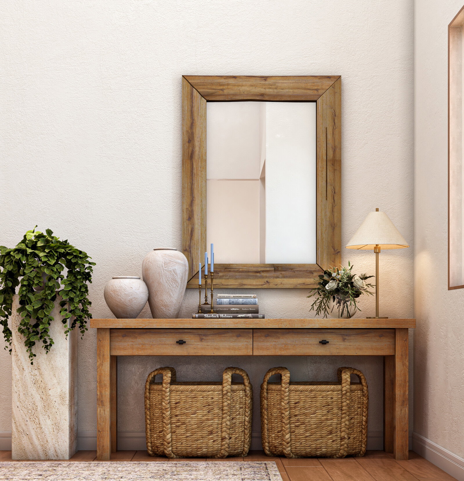 Renderizado de diseño de hogar elegante, transitional y chic