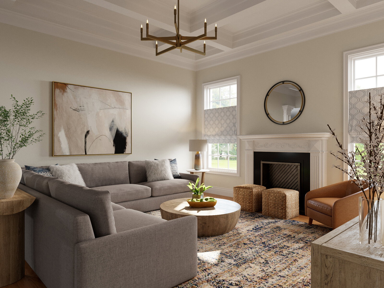 Transitional Modern Living and Dining Room Transformation Rendering thumb