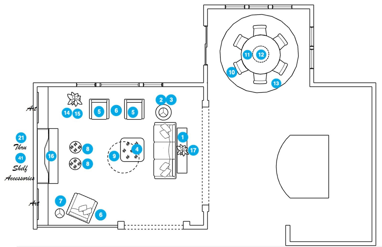 Online Designer Combined Living/Dining Floorplan