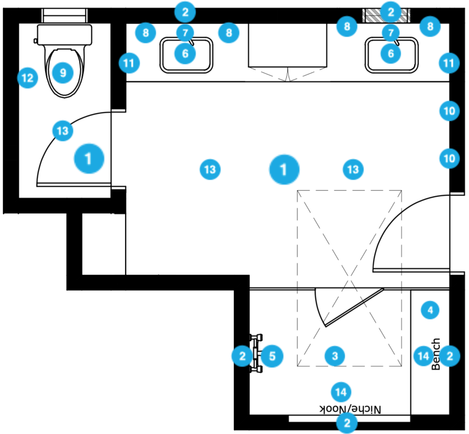 Online Designer Bathroom Floorplan