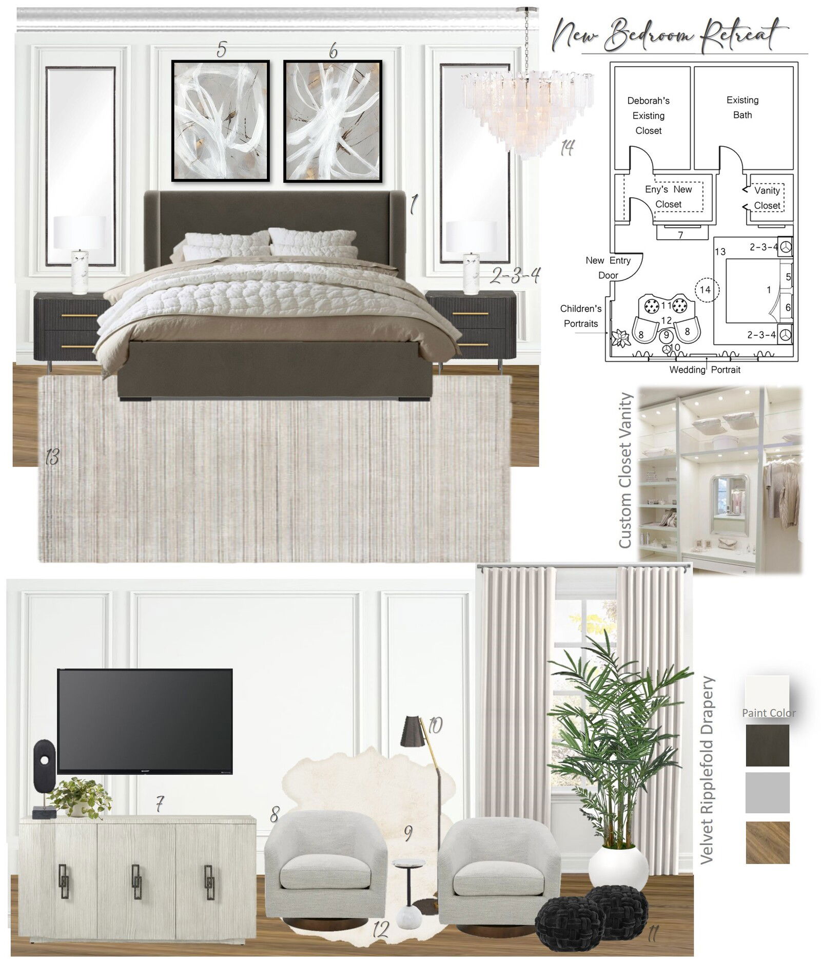 Modern Sophisticated Master Bedroom Design Wanda P. Moodboard 1 thumb