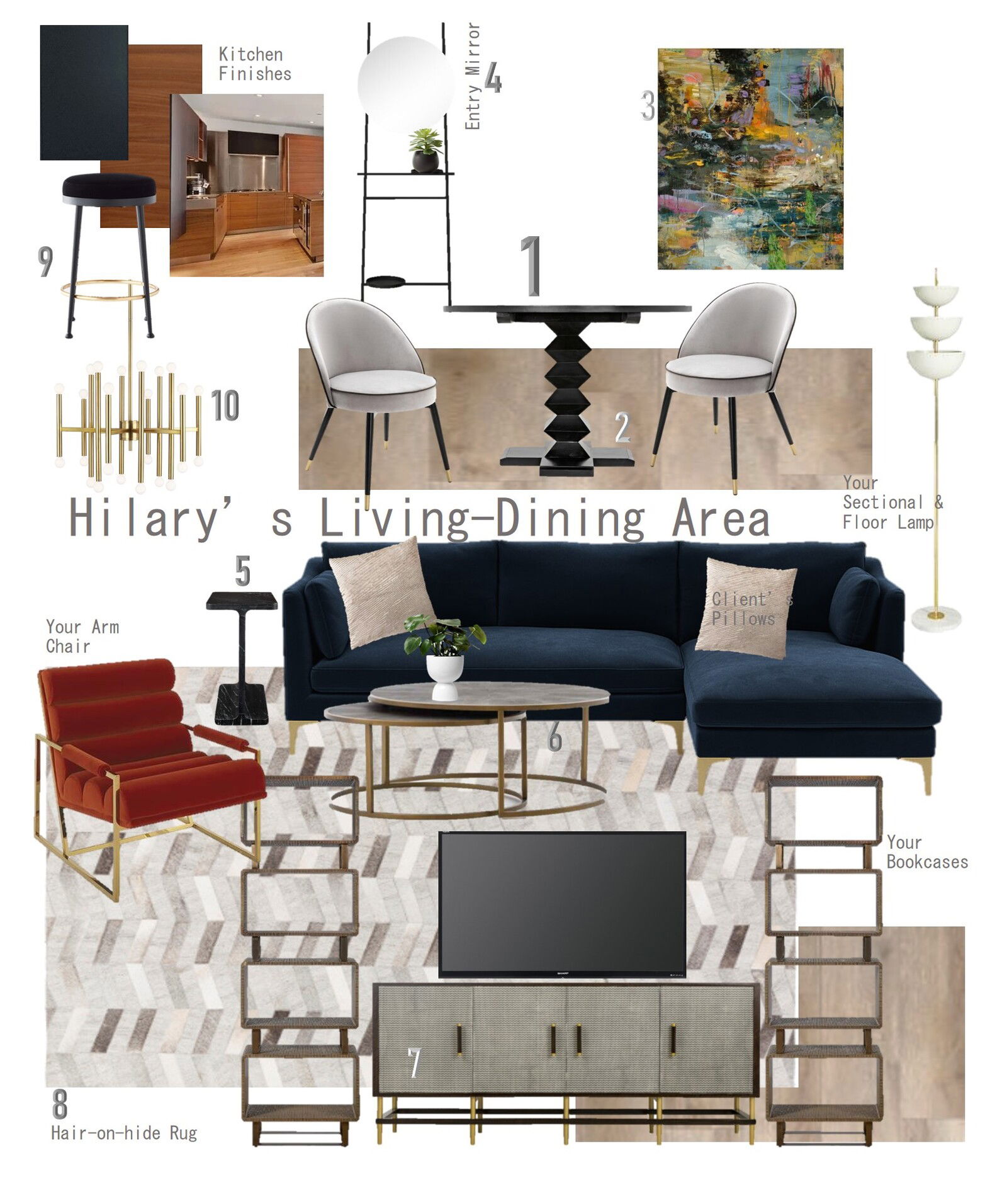 Ideas de Diseño de Interiores Combinadas de Sala-Comedor del Diseñador en Línea