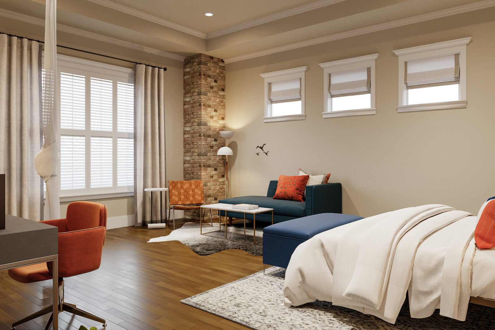 Renderizado del Diseño Interior de Dormitorio Ecléctico Femenino thumb