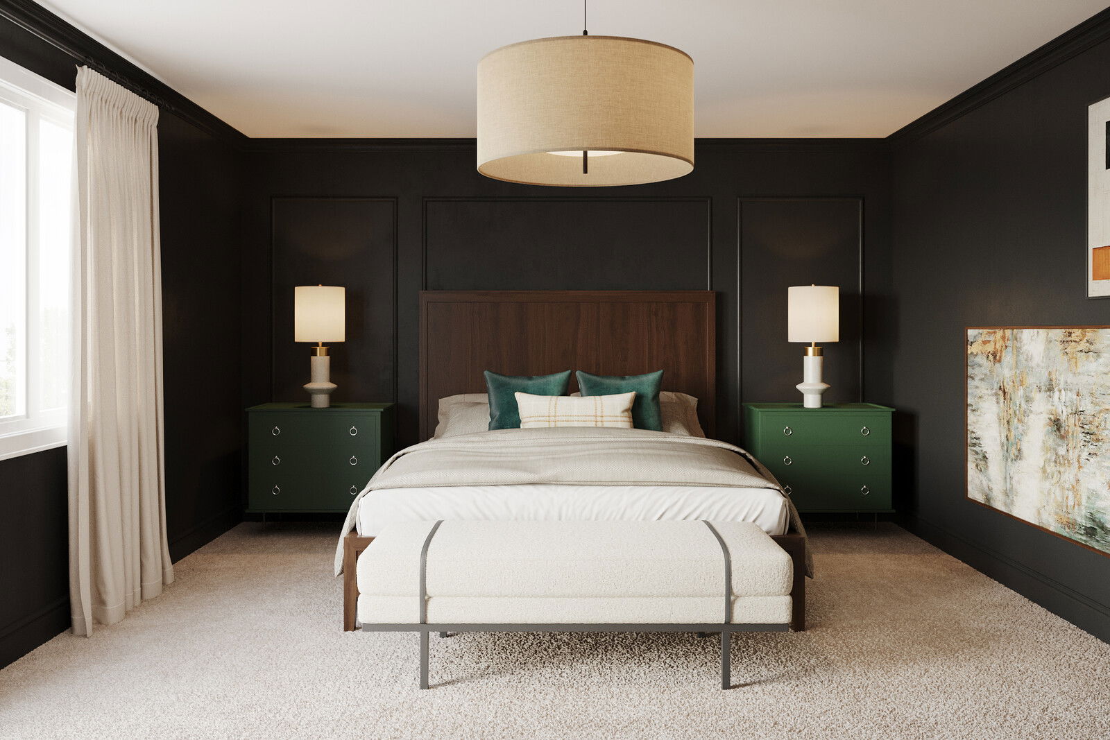 Elegant and Moody Master Bedroom Renovation Rendering thumb