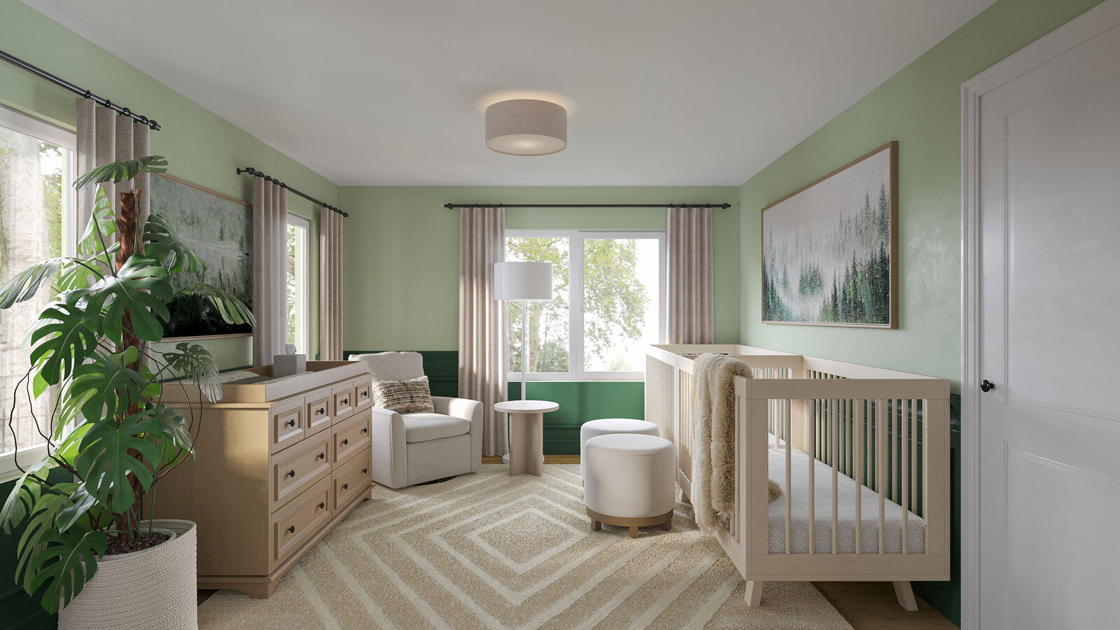 Adorable Green Twins Nursery Design