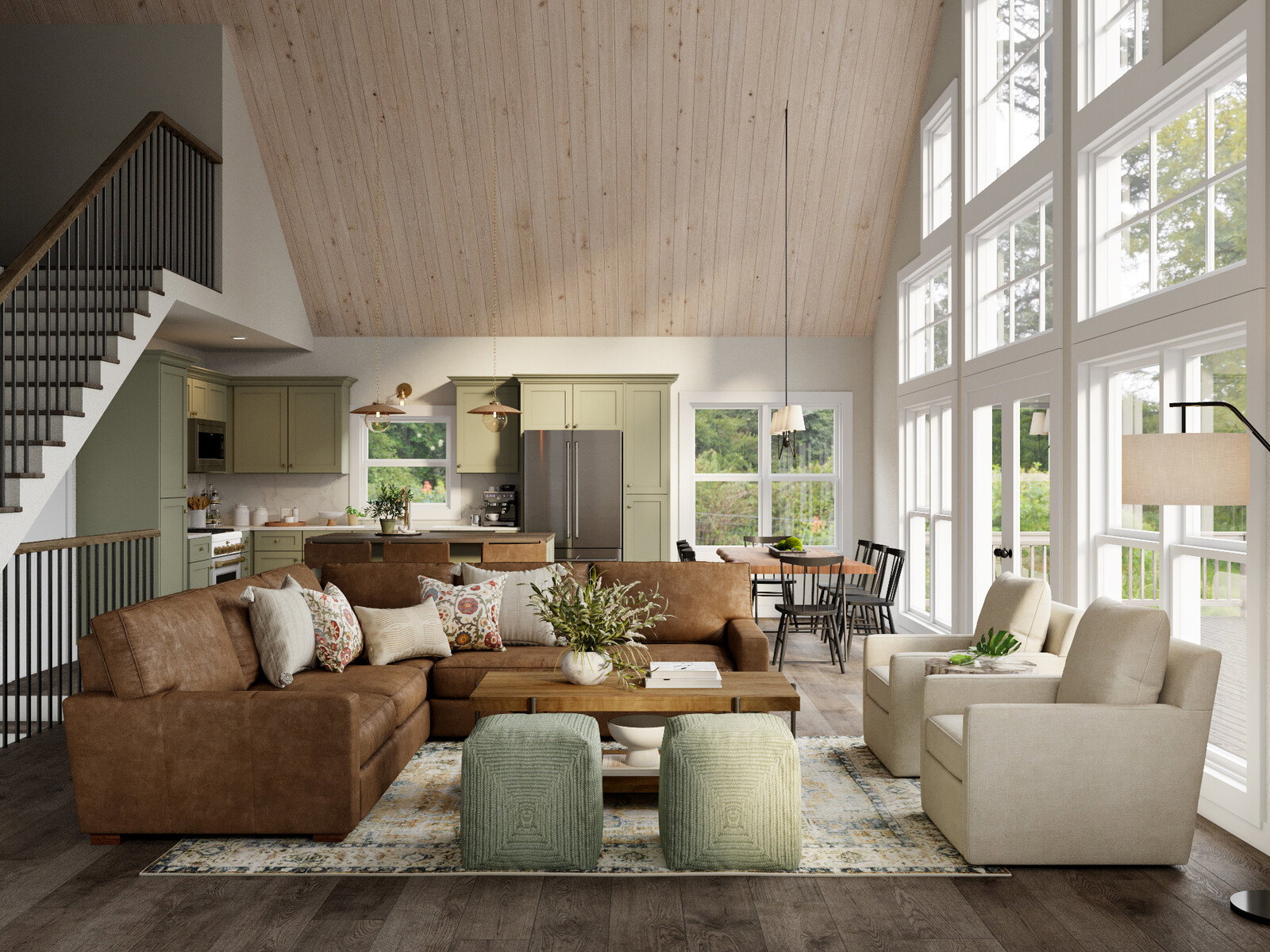 Renderizado de Diseño de Interiores de Cabaña Acogedora thumb