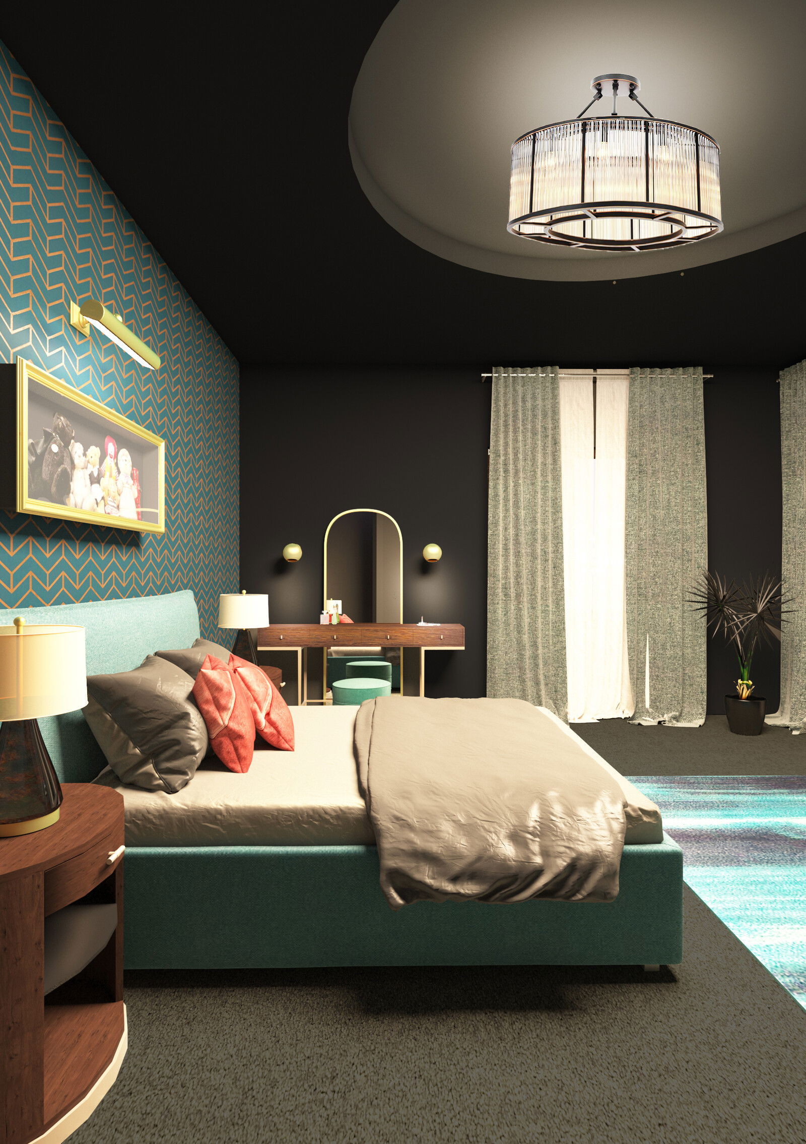 Online Designer Bedroom 3D Model 1