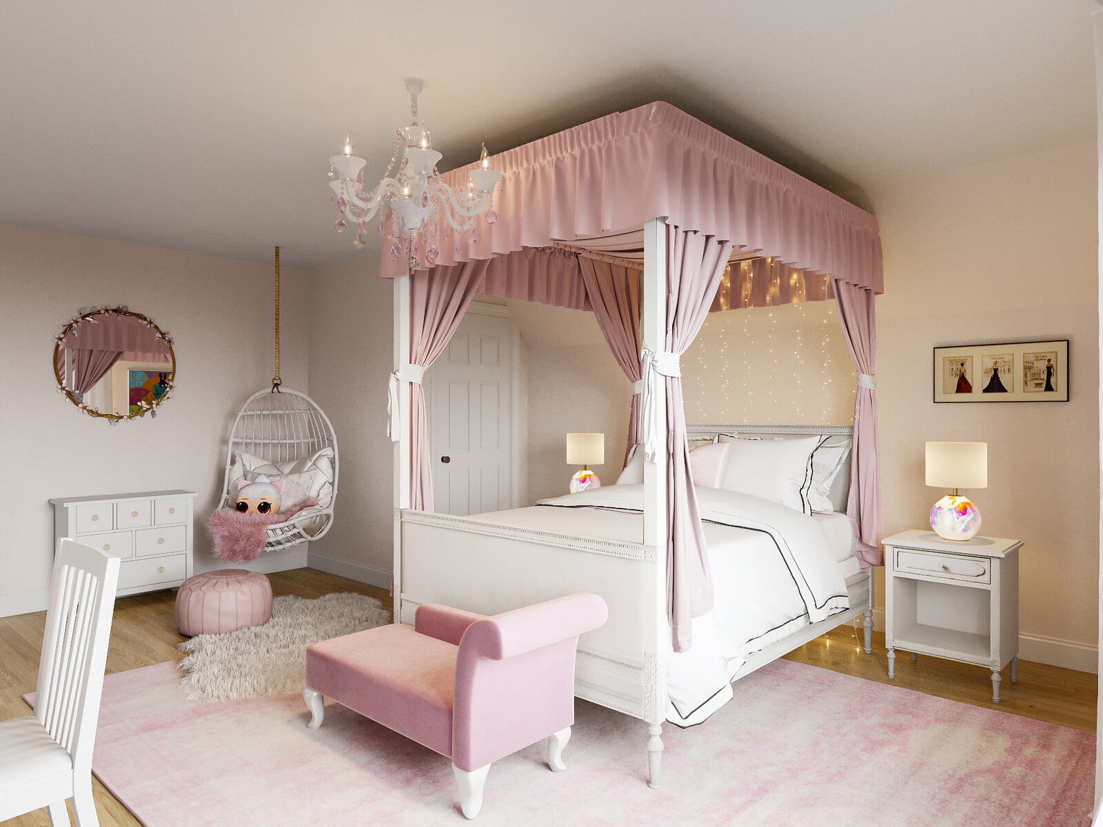 Diseño de Dormitorio Femenino Suave y Delicado Diseño de Dormitorio Femenino Suave y Delicado