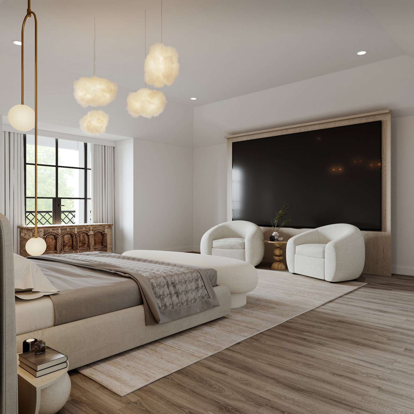 Unique and Neutral Bedroom Design | Decorilla
