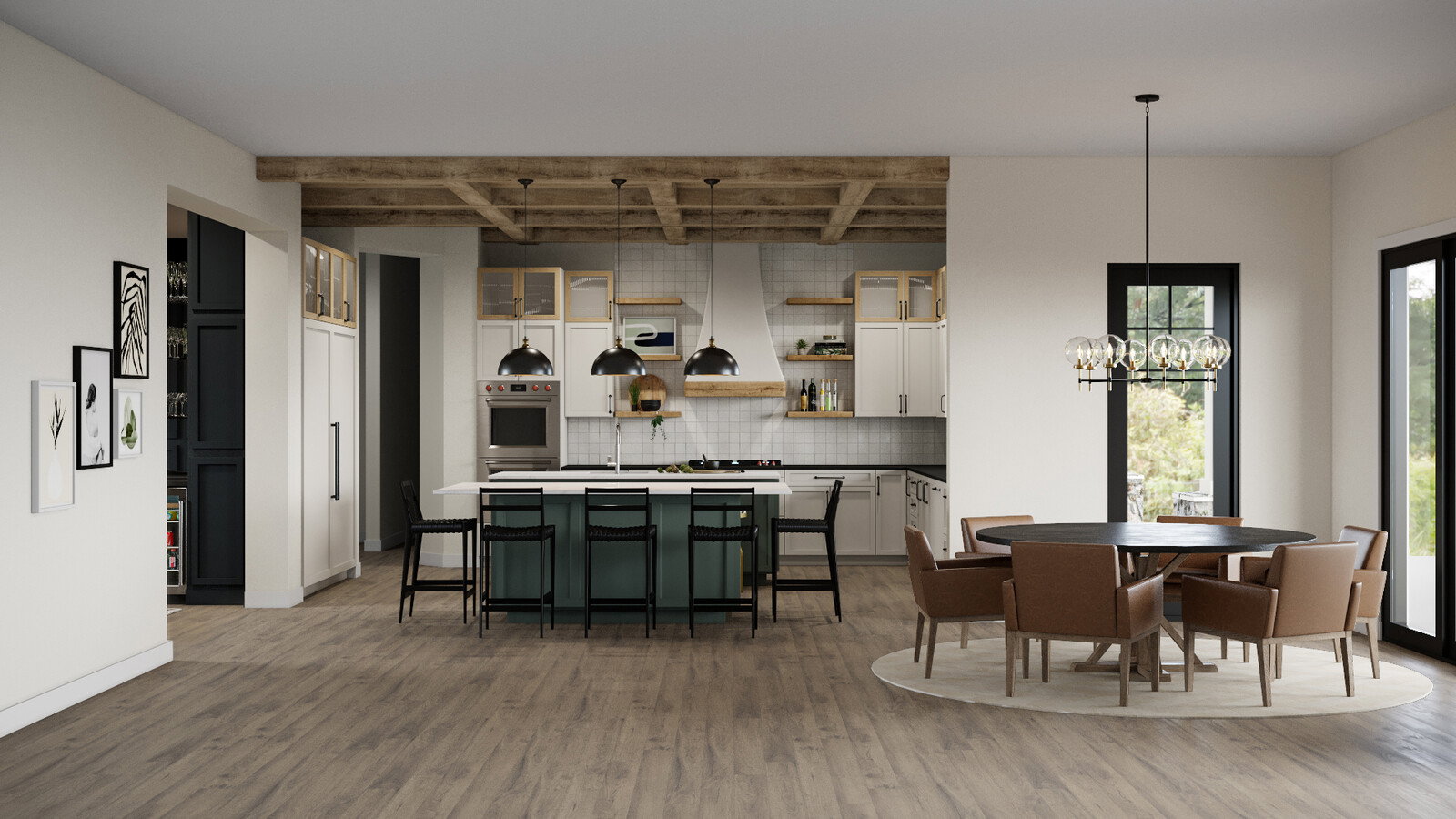 Renderizado de Diseño de Casa con Techos Altos Masculinos y Audaces