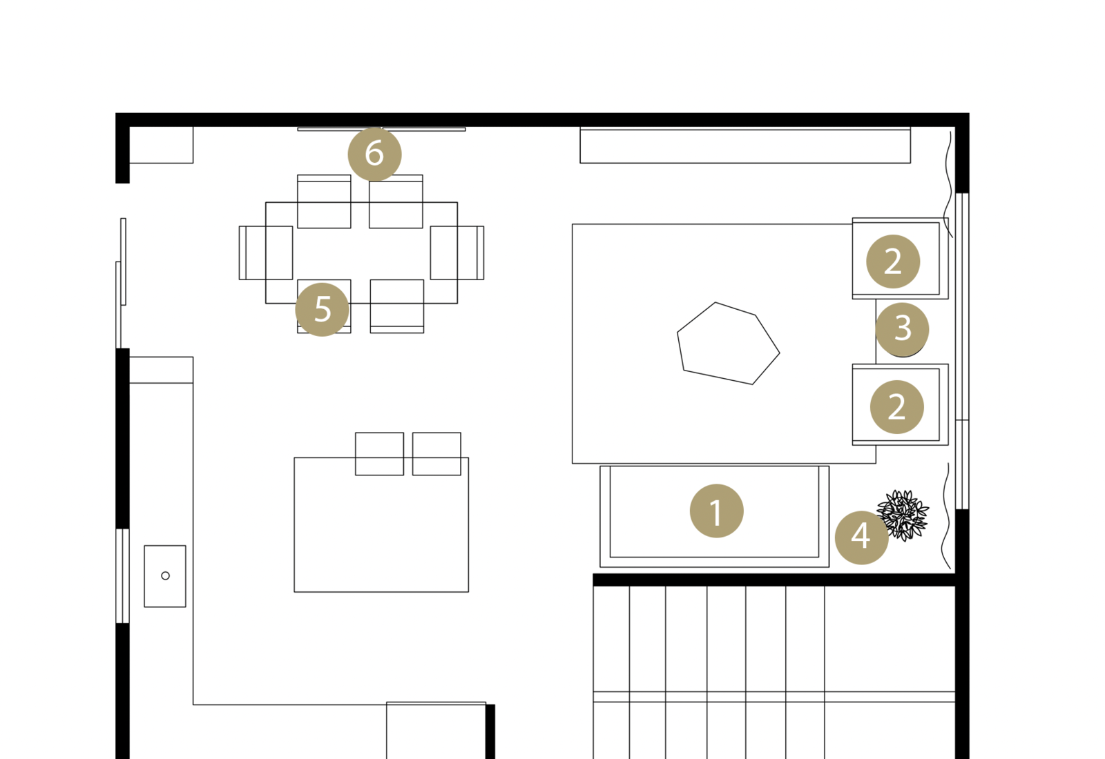 Online Designer Combined Living/Dining Floorplan