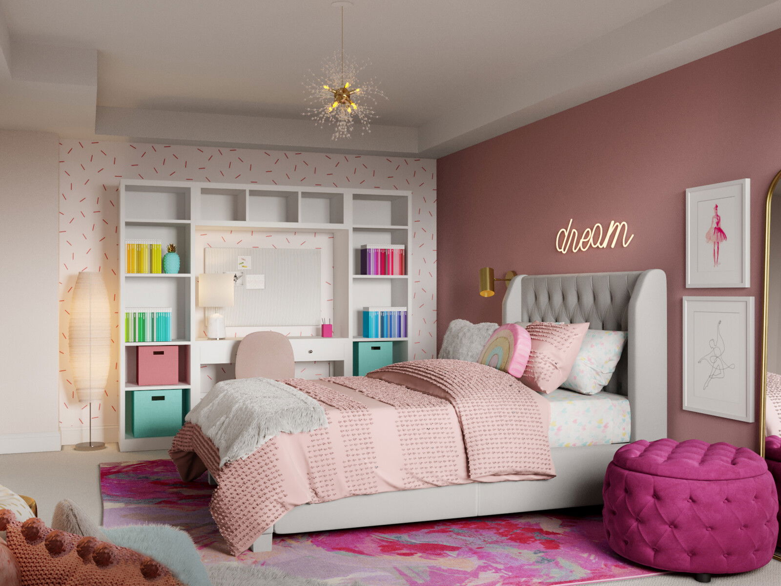 Diseño de Interior de Dormitorio para Chica Diseño de Interior Colorido y Ecléctico para Habitaciones de Niñas