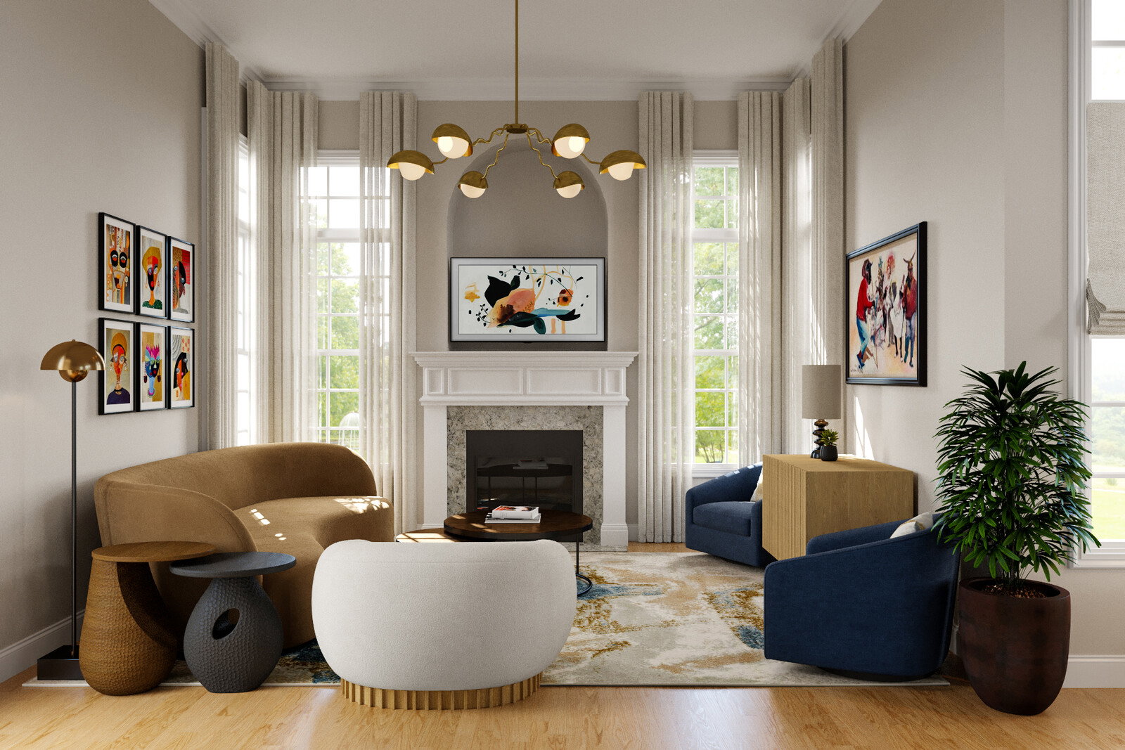Renderizado de Diseño de Hogar Contemporáneo Moderno y Acogedor
