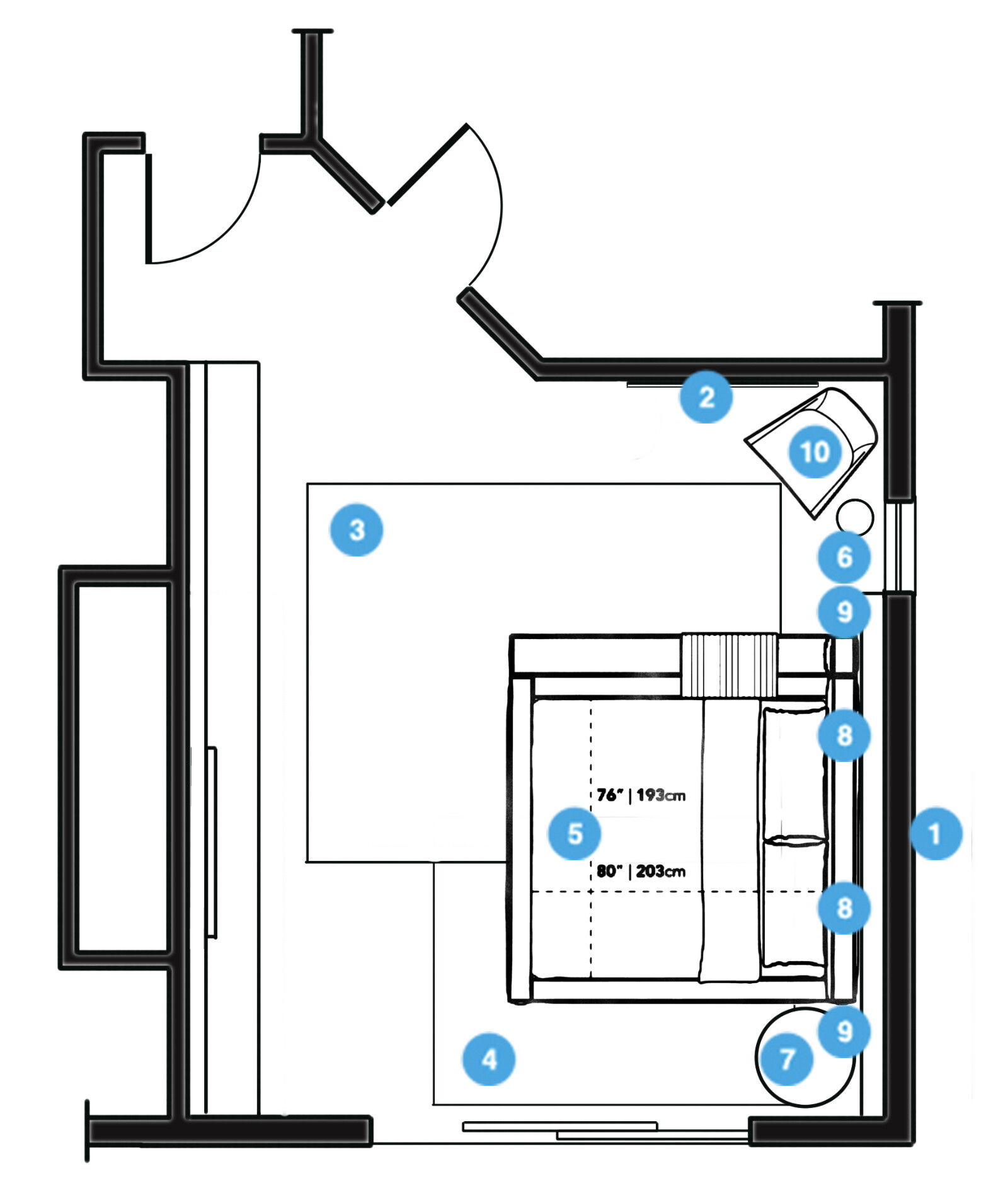Plano del Dormitorio del Diseñador en Línea