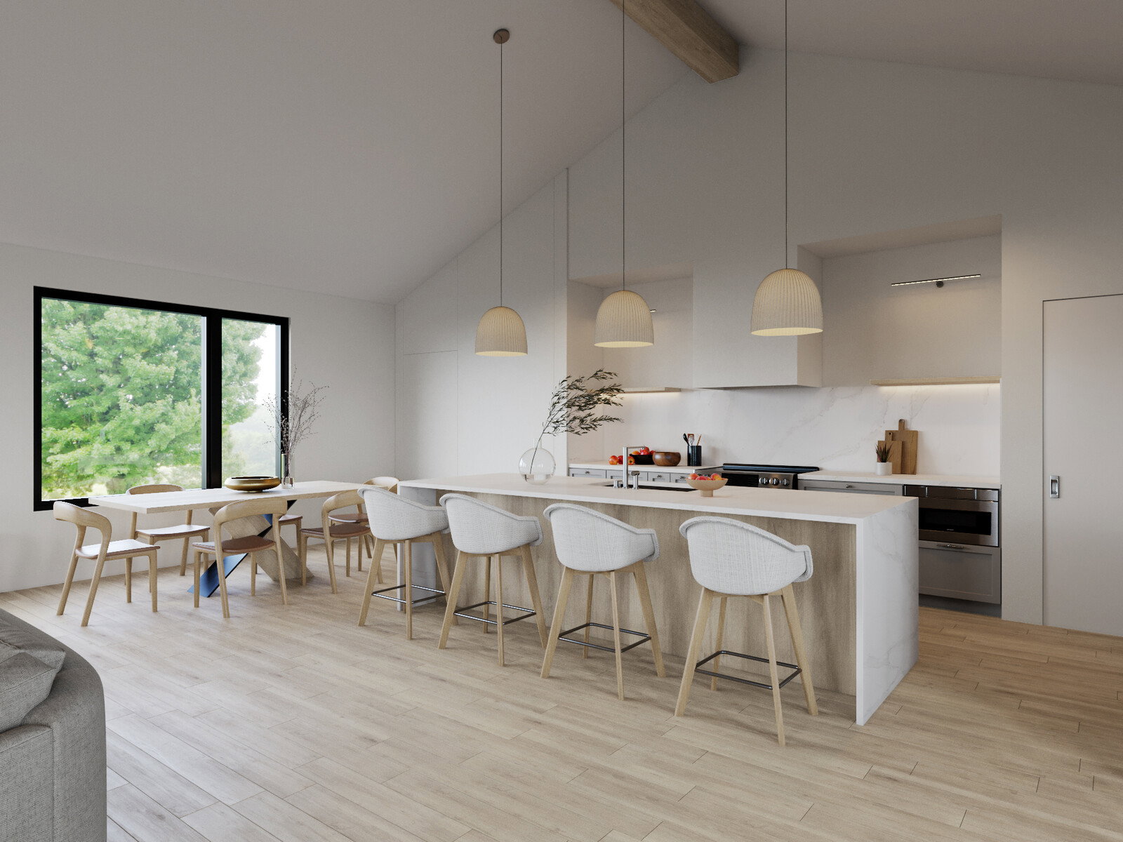 Diseño de cocina escandinava minimalista