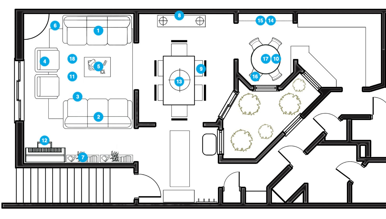 Online Designer Combined Living/Dining Floorplan