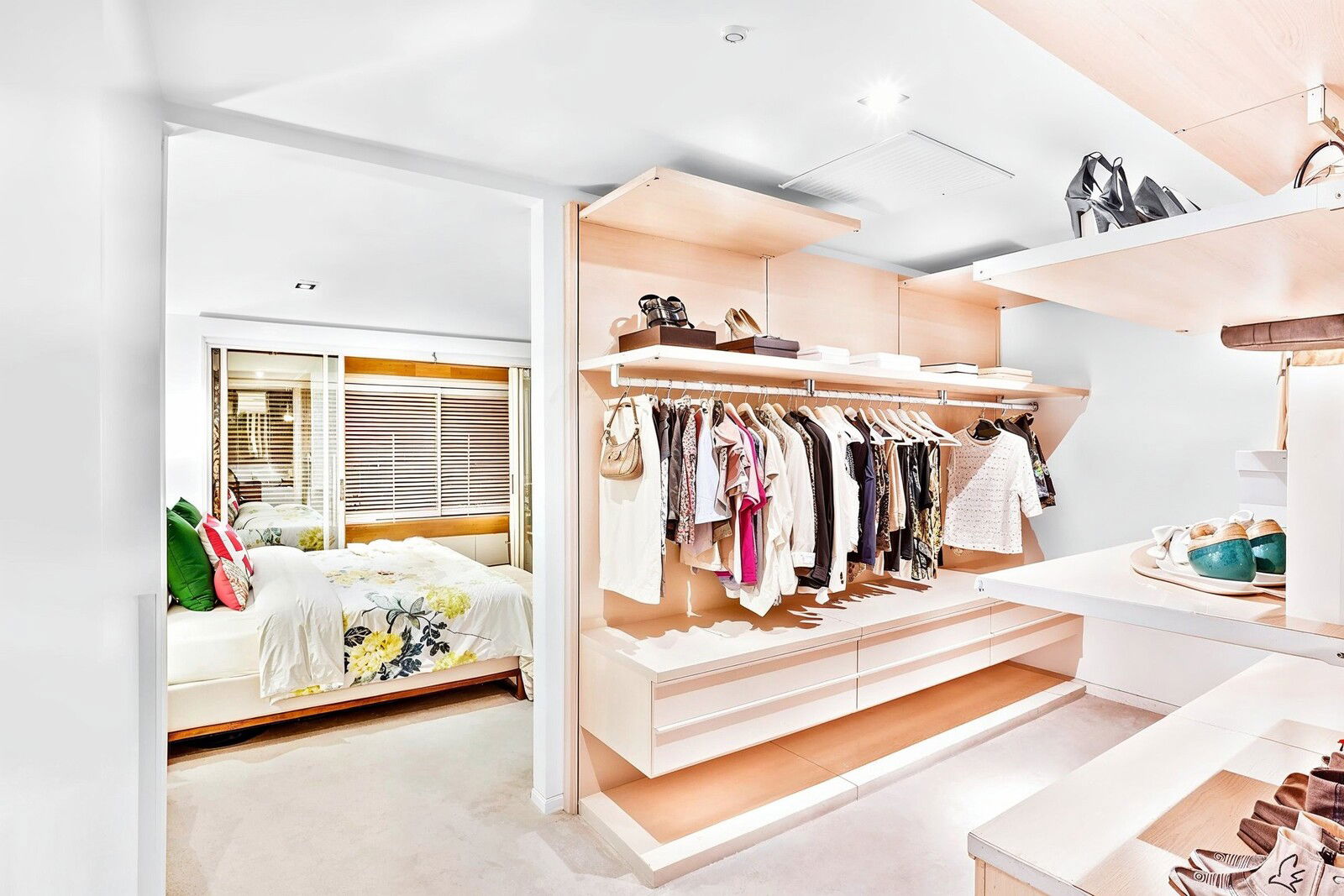 Clutter-free Closet in Glam Bedroom Interior Design