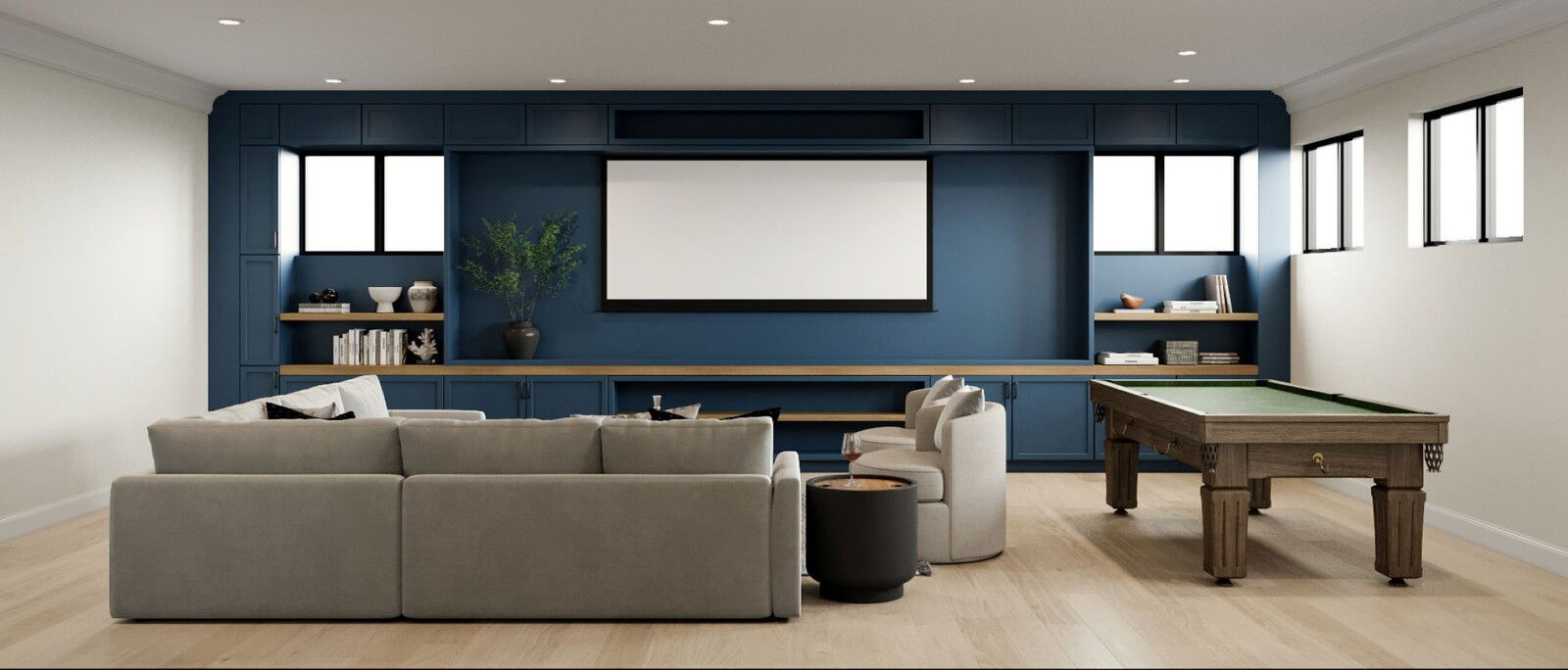 Modern Transitional Entertainment Room Remodel | Decorilla