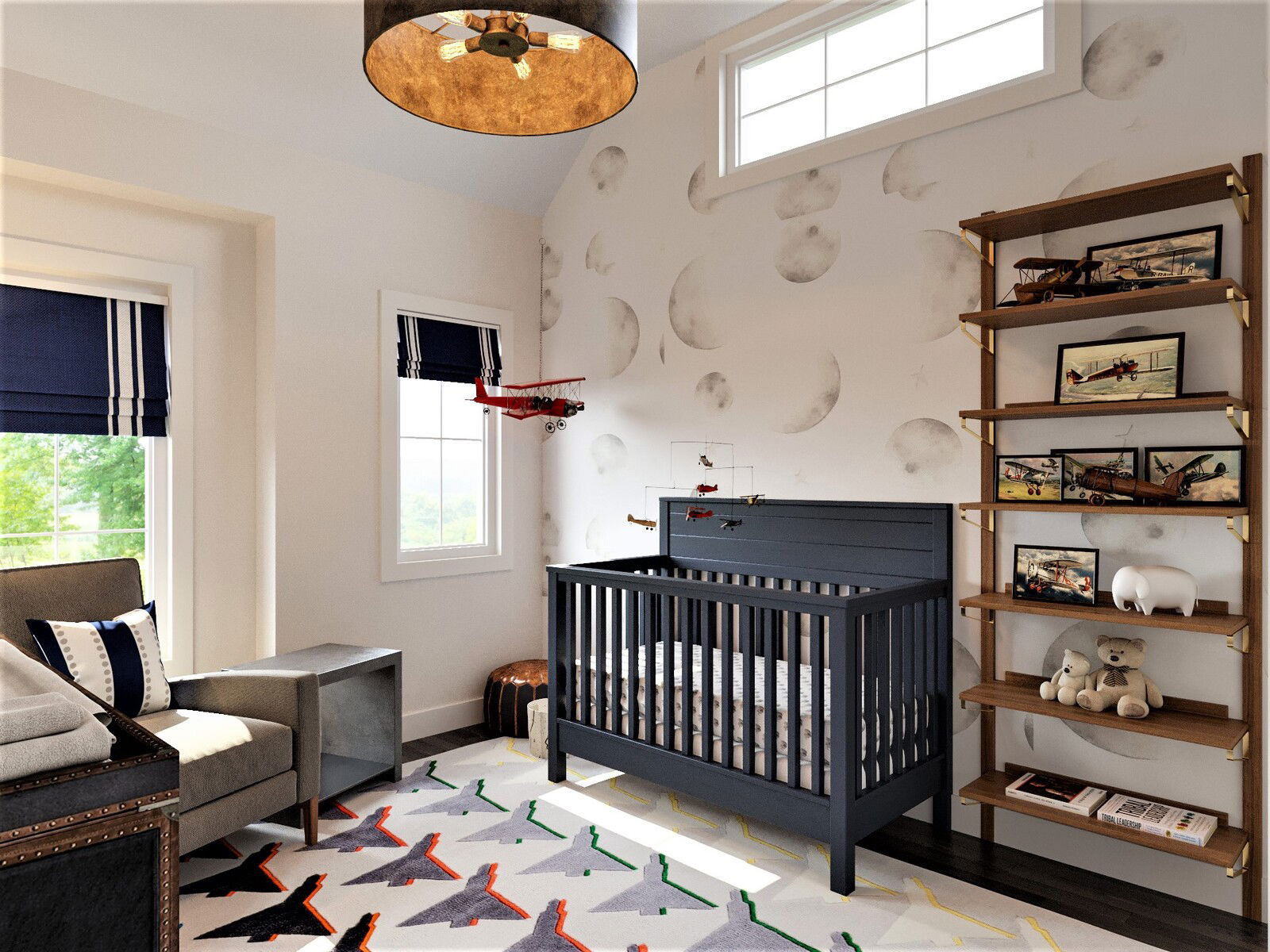Nursery Room Design interior design Rocket & Airplane Themed Nursery Design