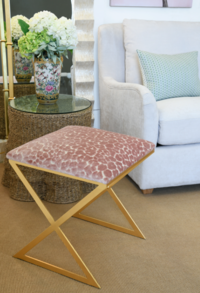 Leopard X Stool, Low Stool by Worlds Away, 18" width x 20" height x 18" depth thumbnail 3