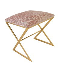 Leopard X Stool, Low Stool by Worlds Away, 18" width x 20" height x 18" depth thumbnail 1