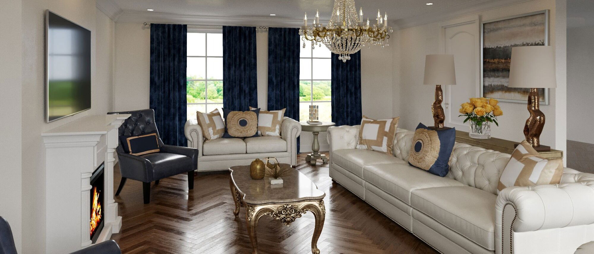 Ideas de decoración tradicional para sala y comedor, por favor! - Renderizado posterior