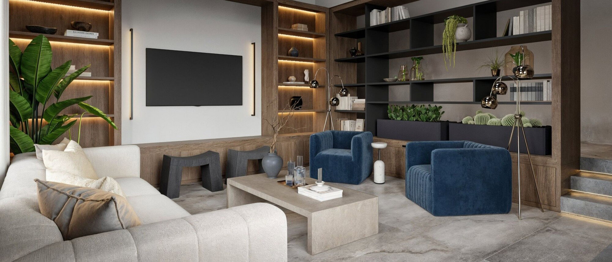 Elegant Modern Contemporary Living Room Remodel- After Rendering