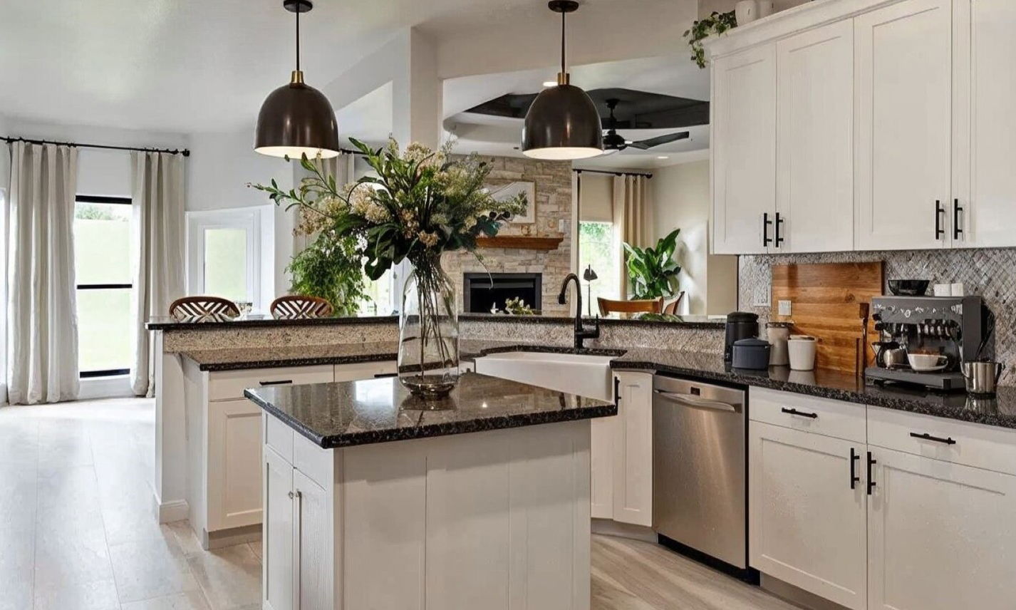 Transitional Home with Fireplace Interior Design by top Waco interior designers