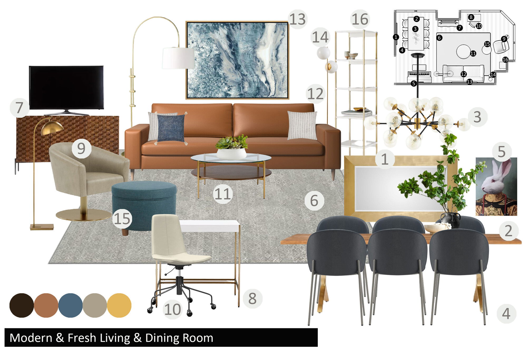 Online Designer Combined Living/Dining Interior Design Ideas