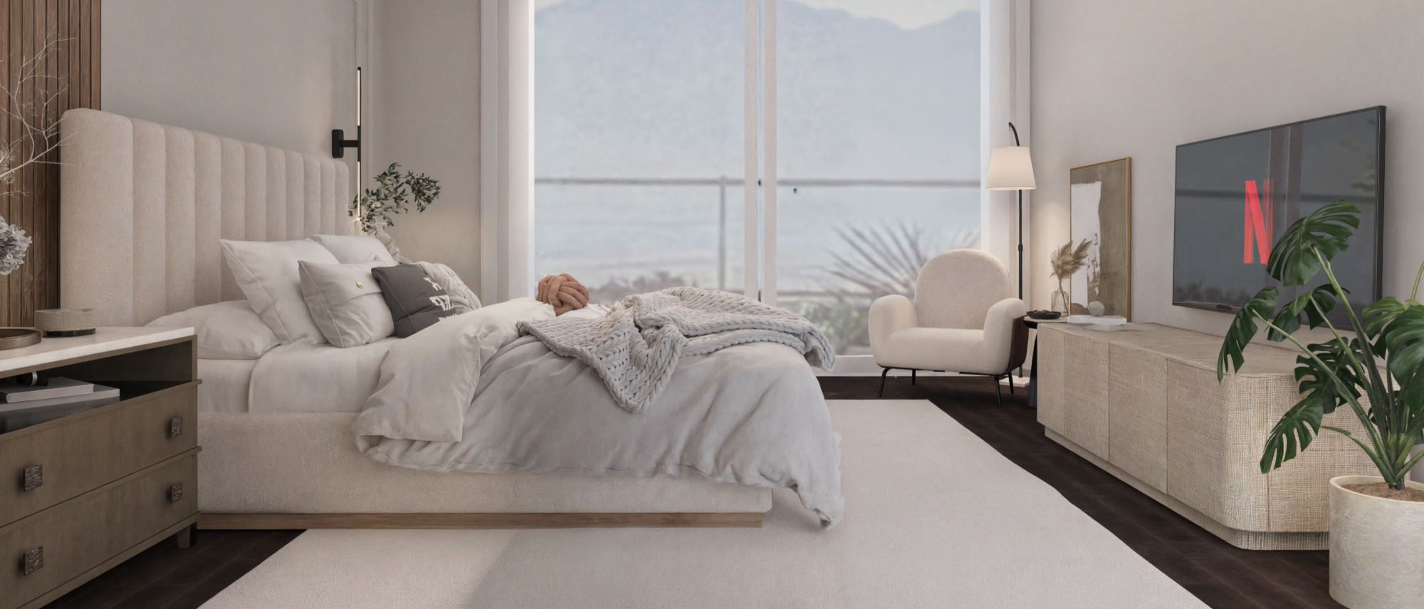 Contemporary and Relaxing Bedroom Remodel- After Rendering