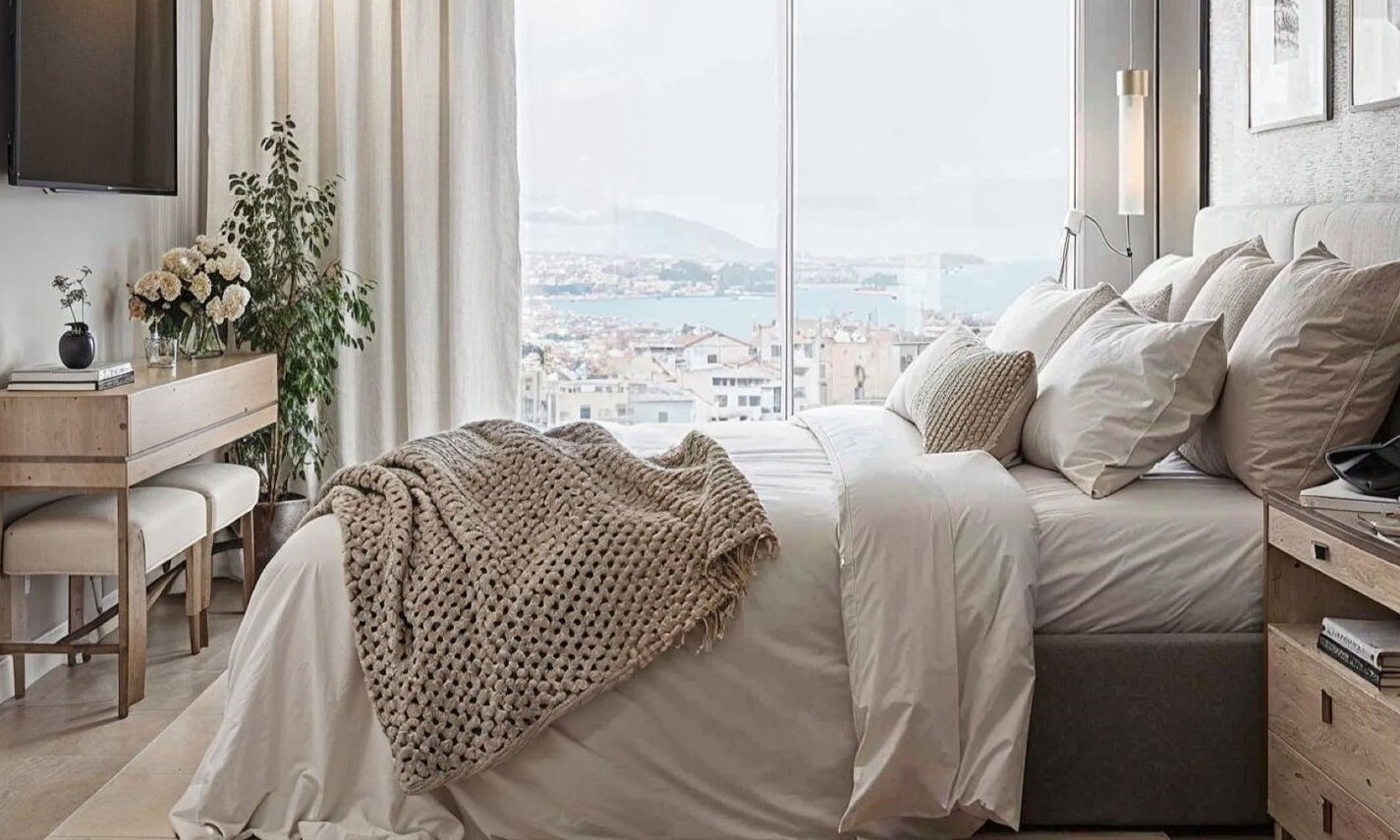 Elegant Silver Wallpaper Bedroom Design by interior designers in New Jersey, New Jersey