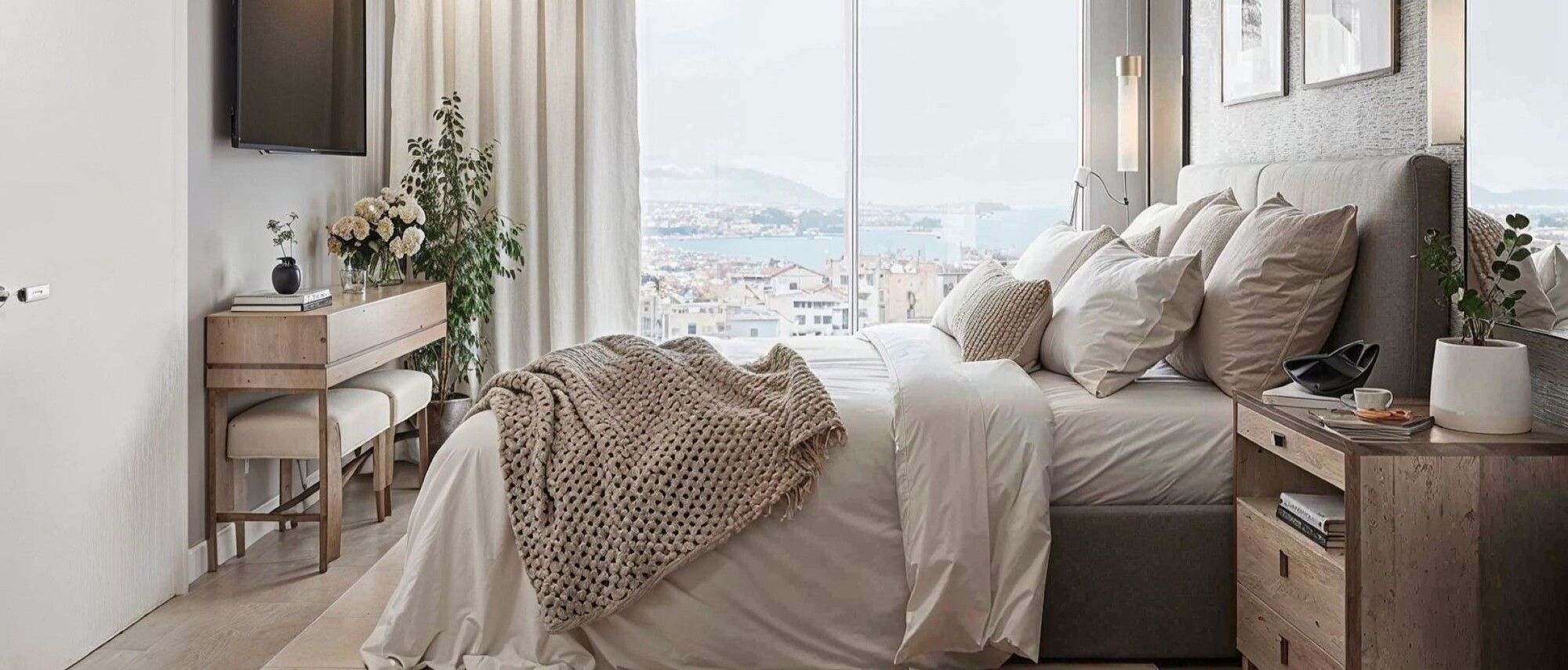 Elegant Silver Wallpaper Bedroom Design by interior designers in New Jersey, New Jersey